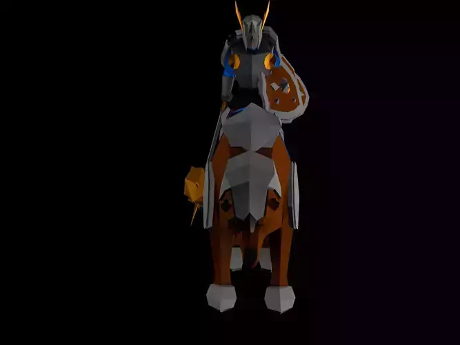 BearRider knight riding horse Low-poly 3D model