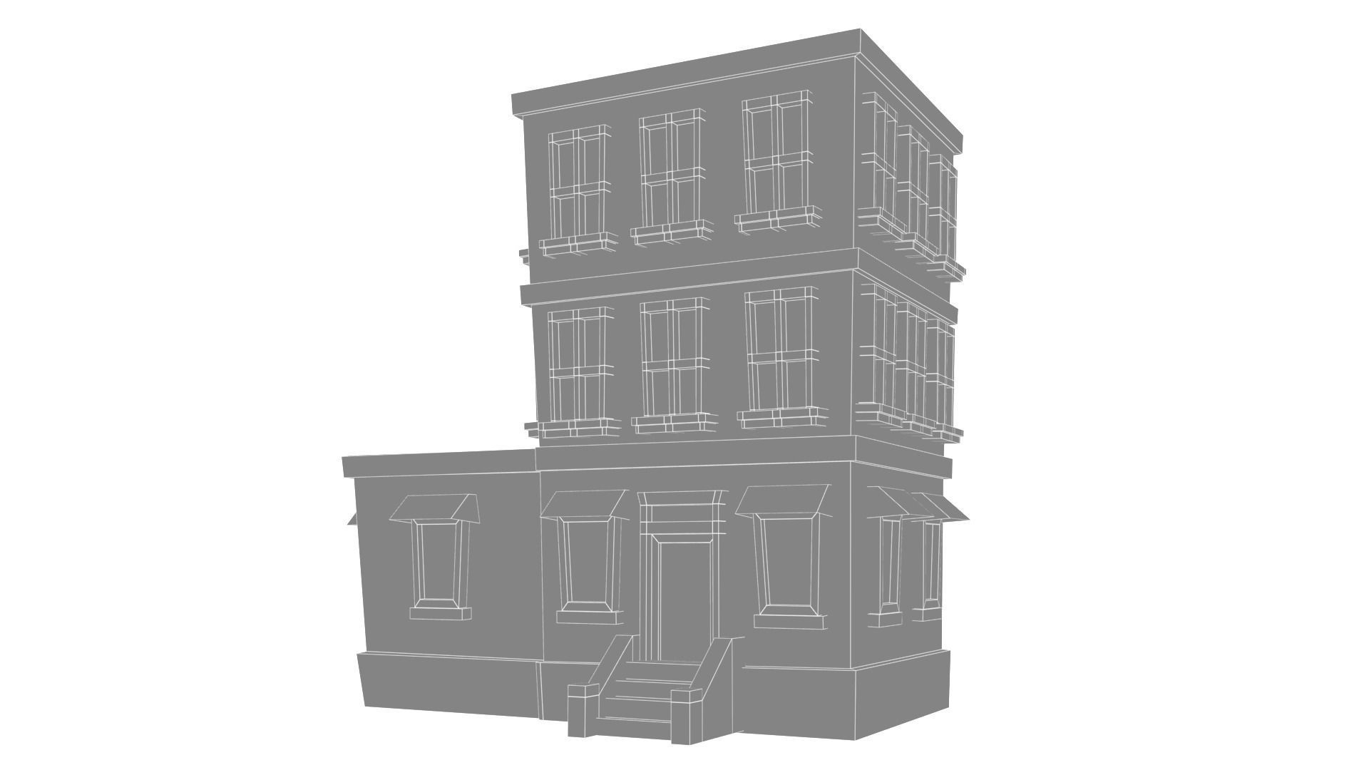 Low Poly Apartment Building Low-poly 3D model_6