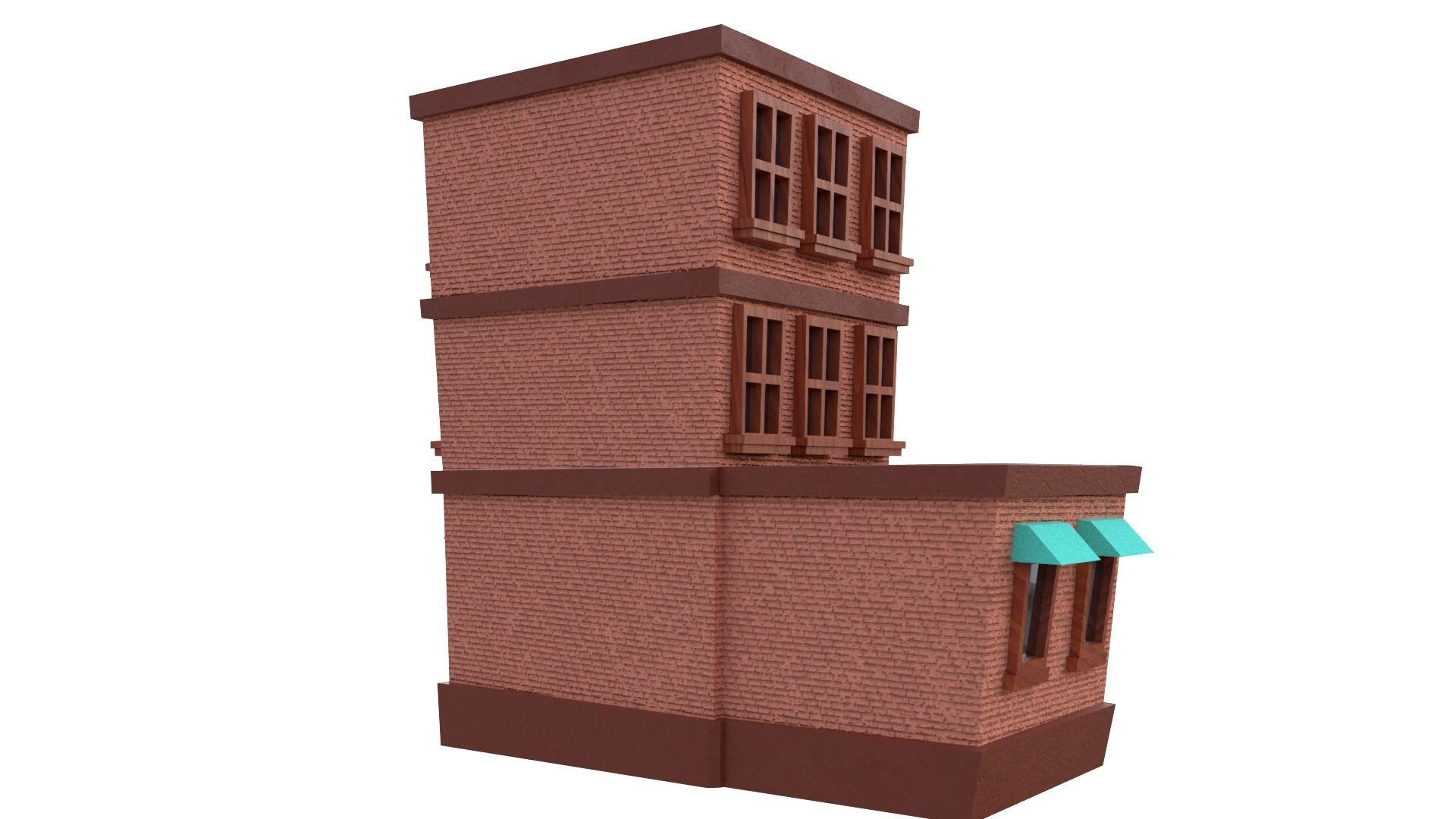 Low Poly Apartment Building Low-poly 3D model_3