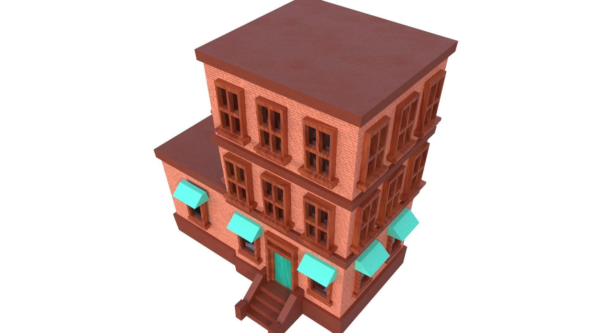 Low Poly Apartment Building Low-poly 3D model_4