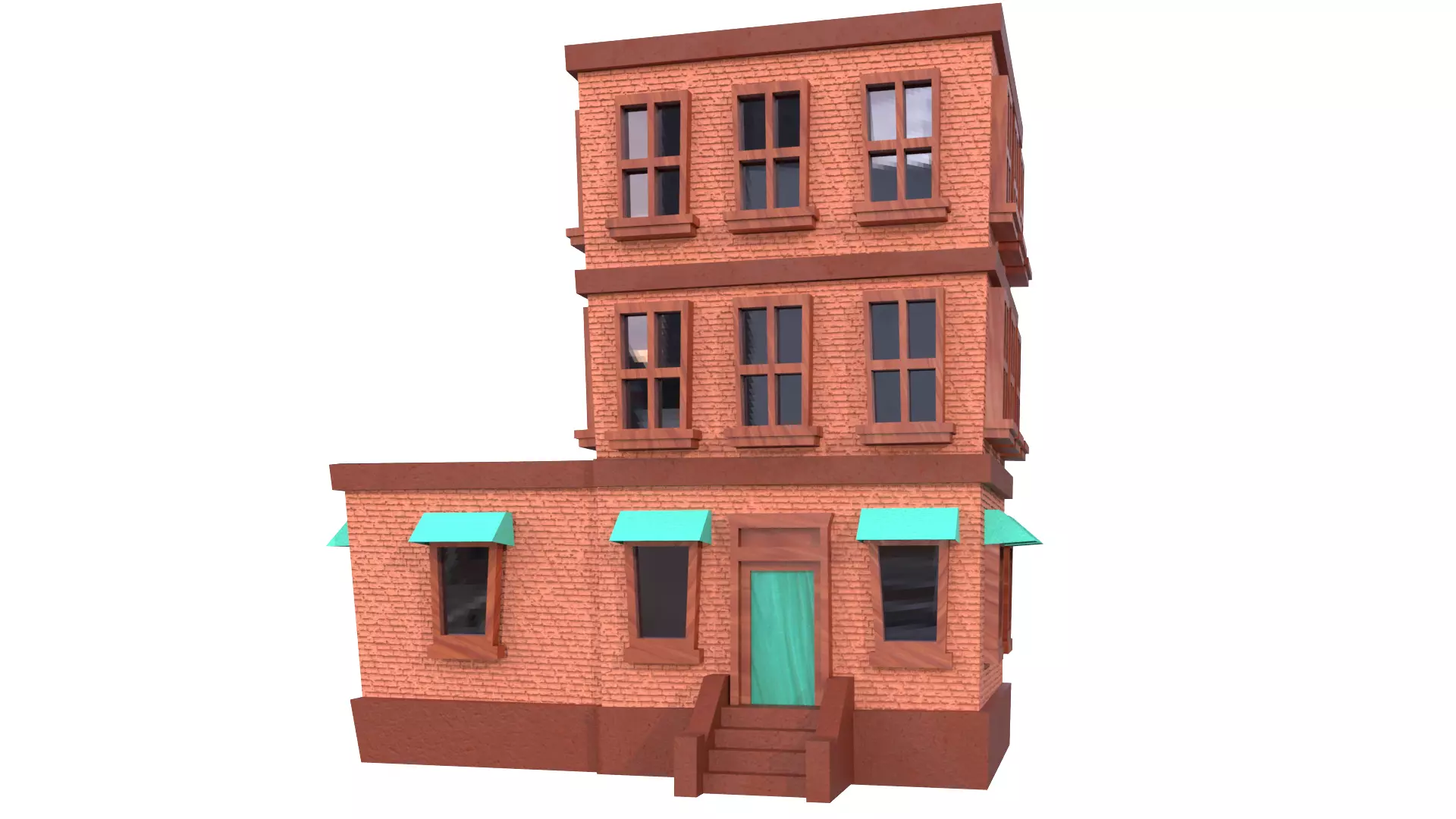 Low Poly Apartment Building Low-poly 3D model_0