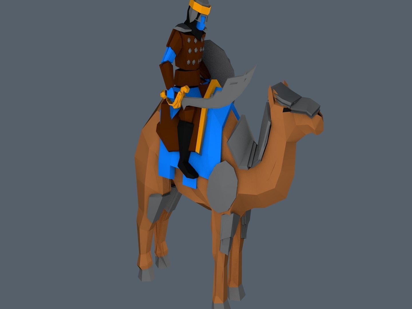 Camel knight on Low-poly 3D model_1