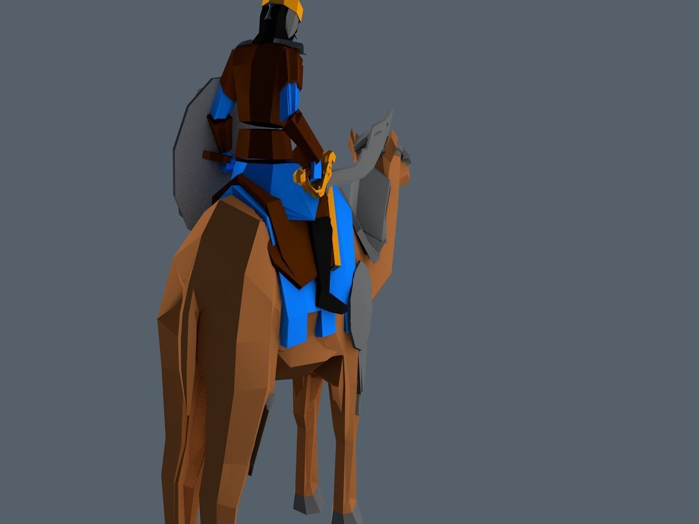Camel knight on Low-poly 3D model_2