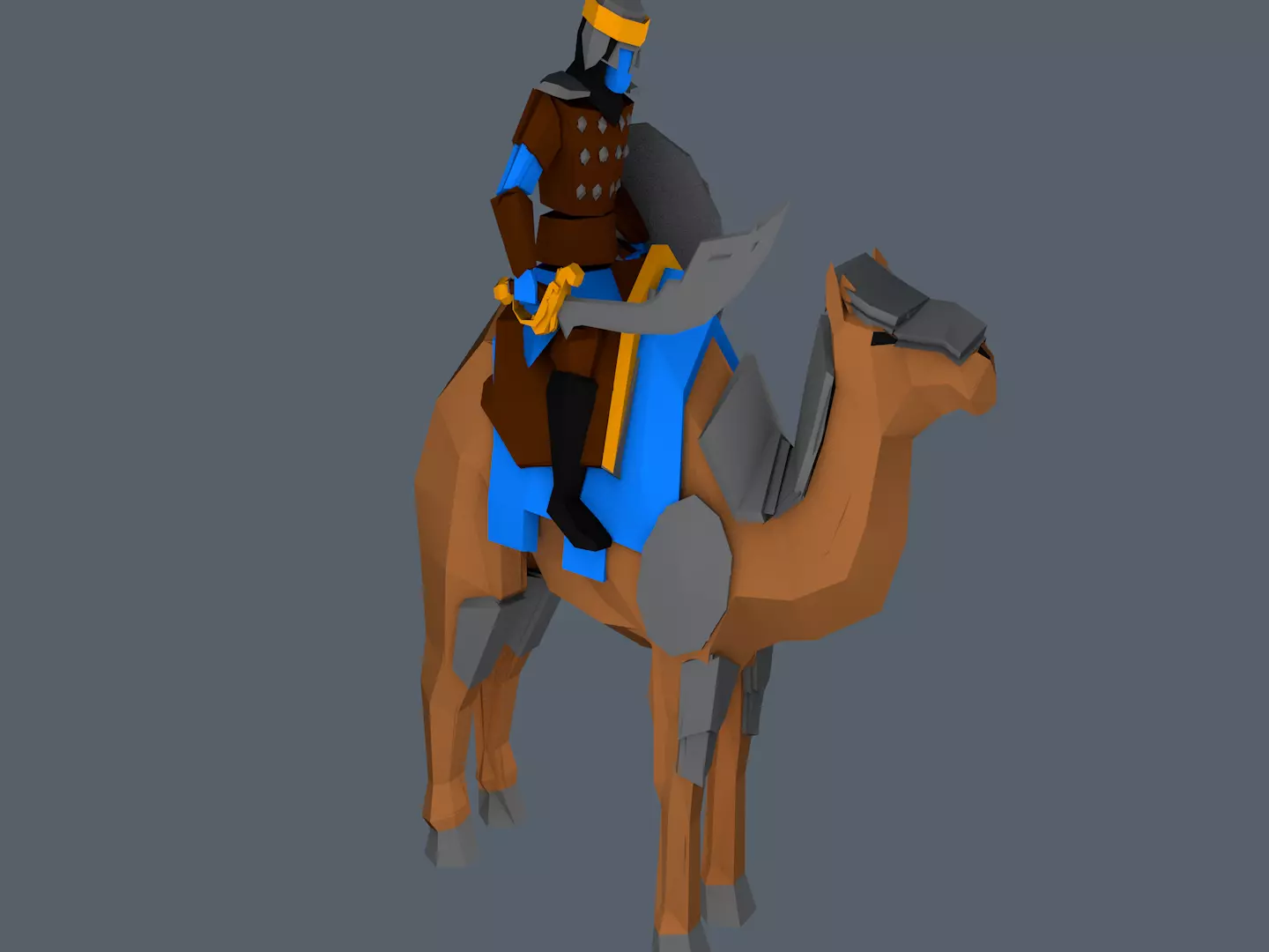 Camel knight on Low-poly 3D model_0
