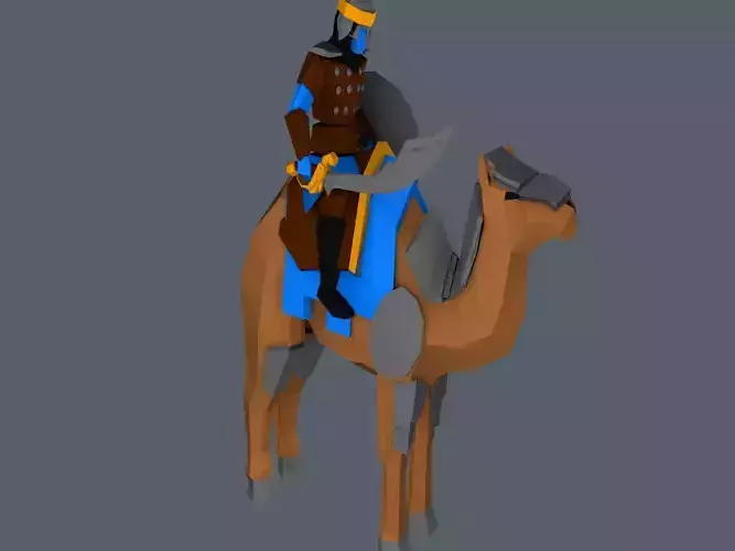 Camel knight on Low-poly 3D model