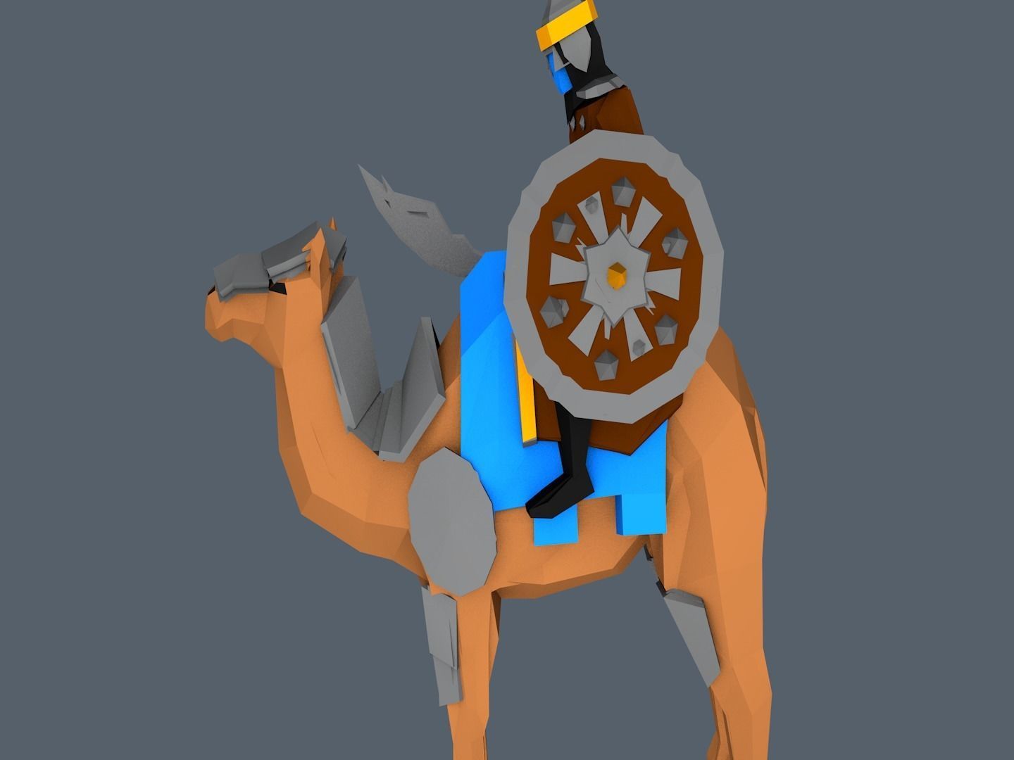 Camel knight on Low-poly 3D model_3