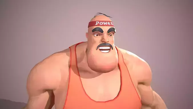 Weightlifter cartoon character holding barbell