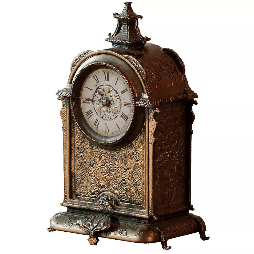 Vintage Clock Low-poly 3D model_0