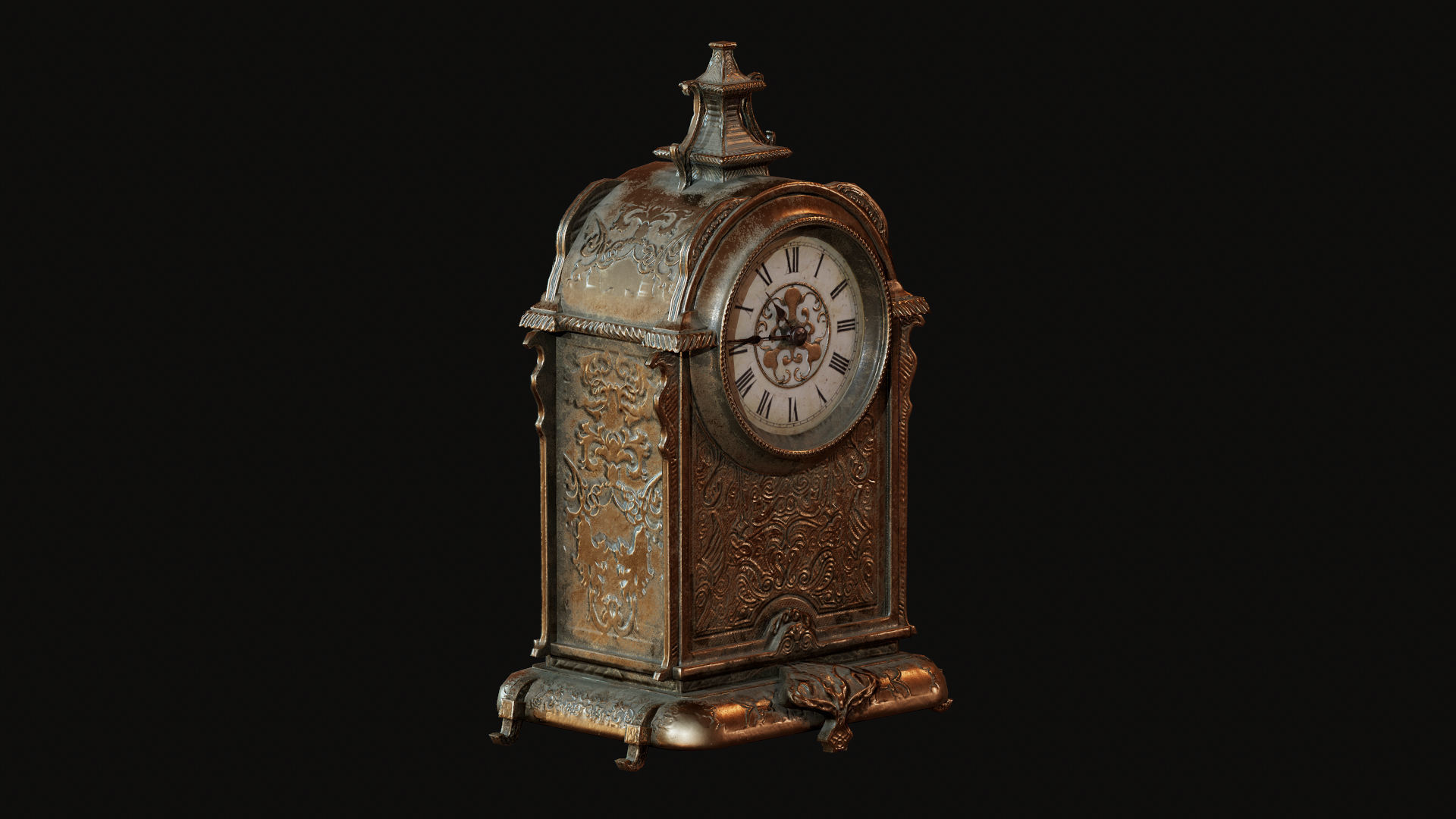Vintage Clock Low-poly 3D model_2