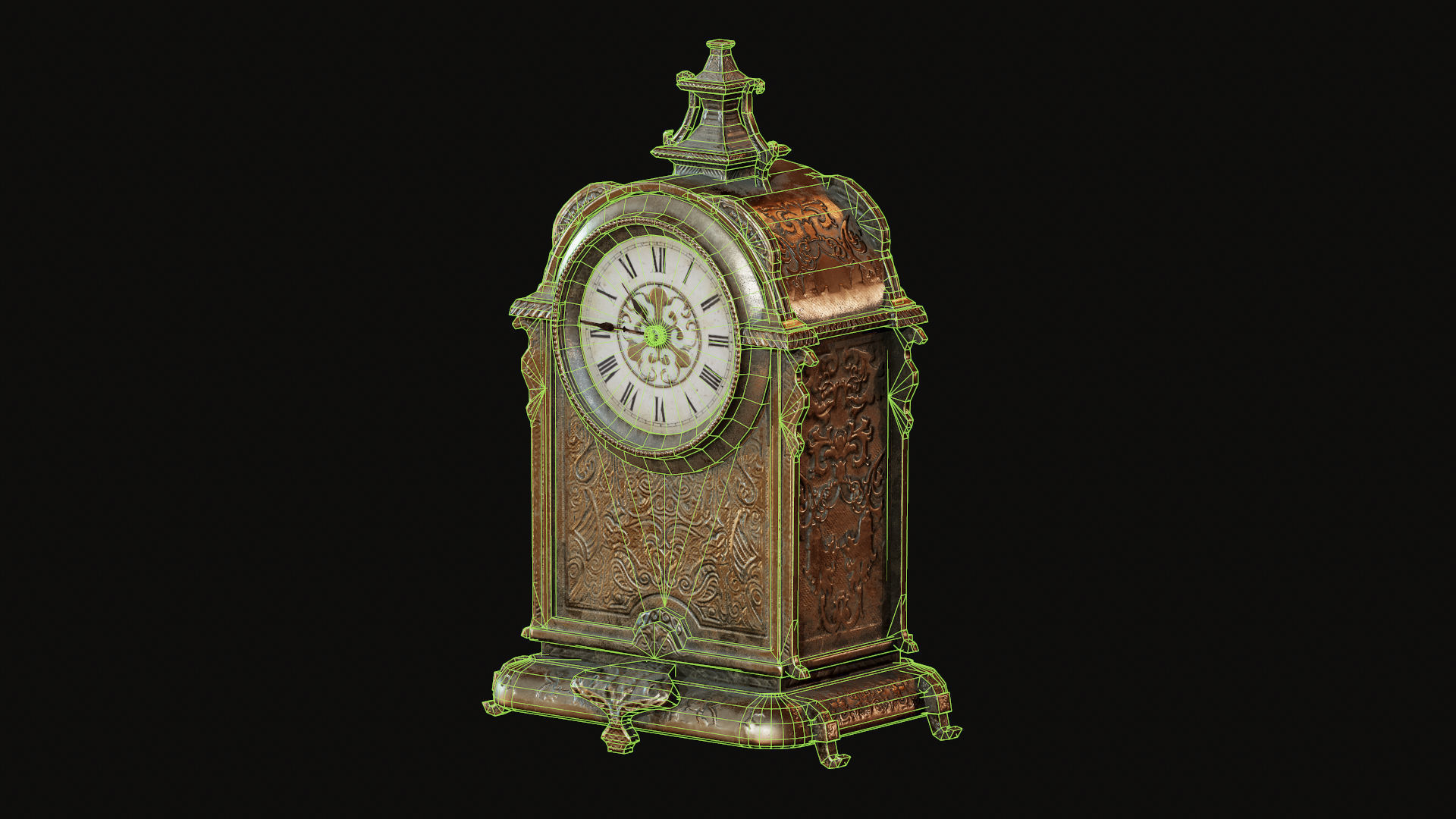 Vintage Clock Low-poly 3D model_5