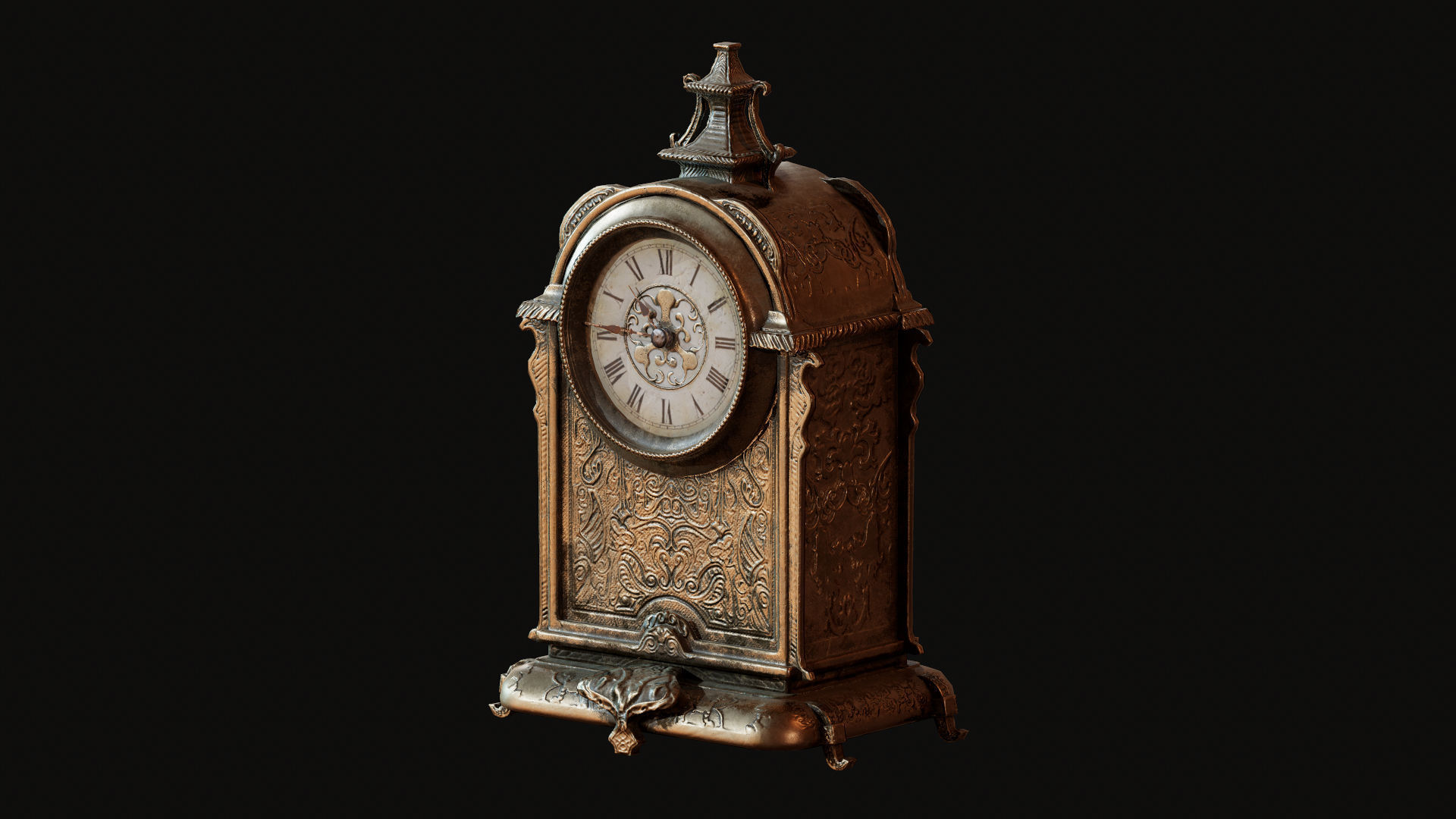 Vintage Clock Low-poly 3D model_1