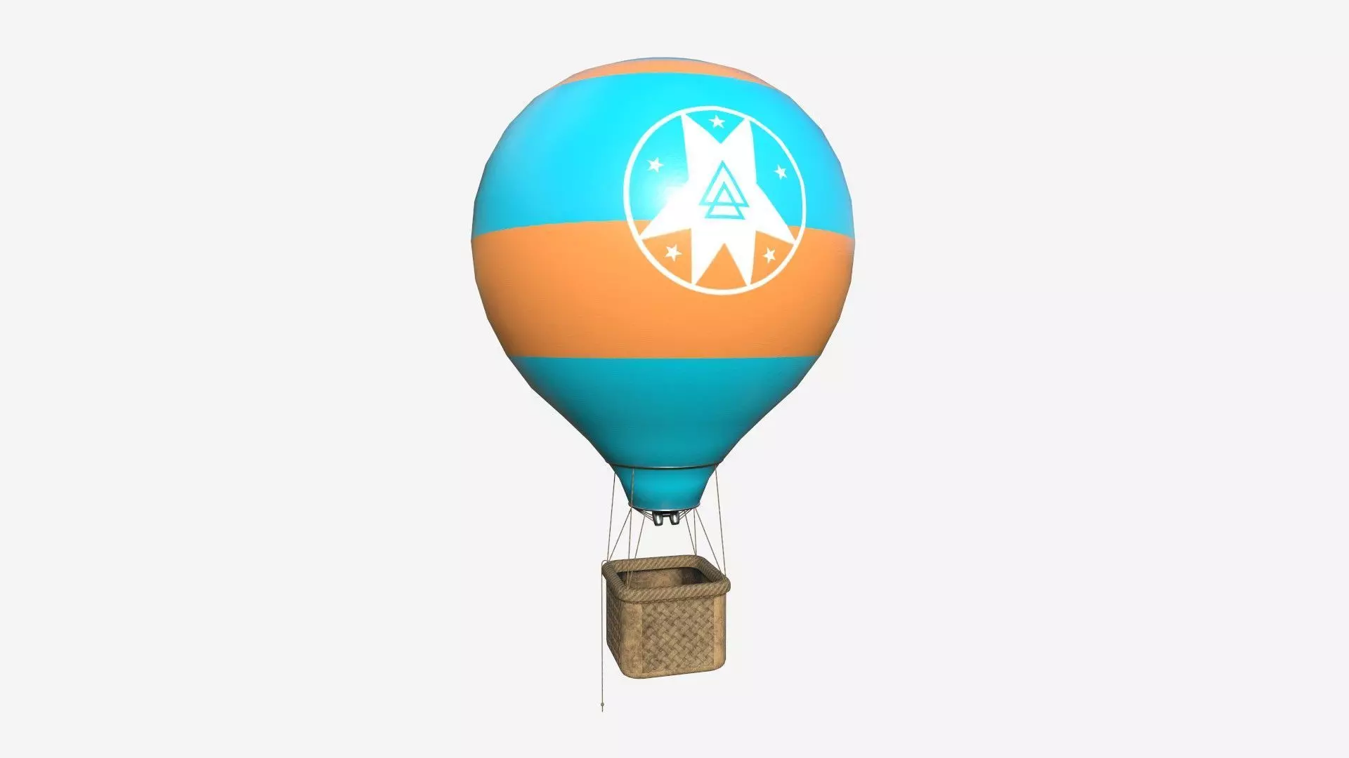 Balloon Hot Air 01 Blue Orange - Aircraft Cartoon Low-poly 3D model