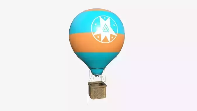 Balloon Hot Air 01 Blue Orange - Aircraft Cartoon