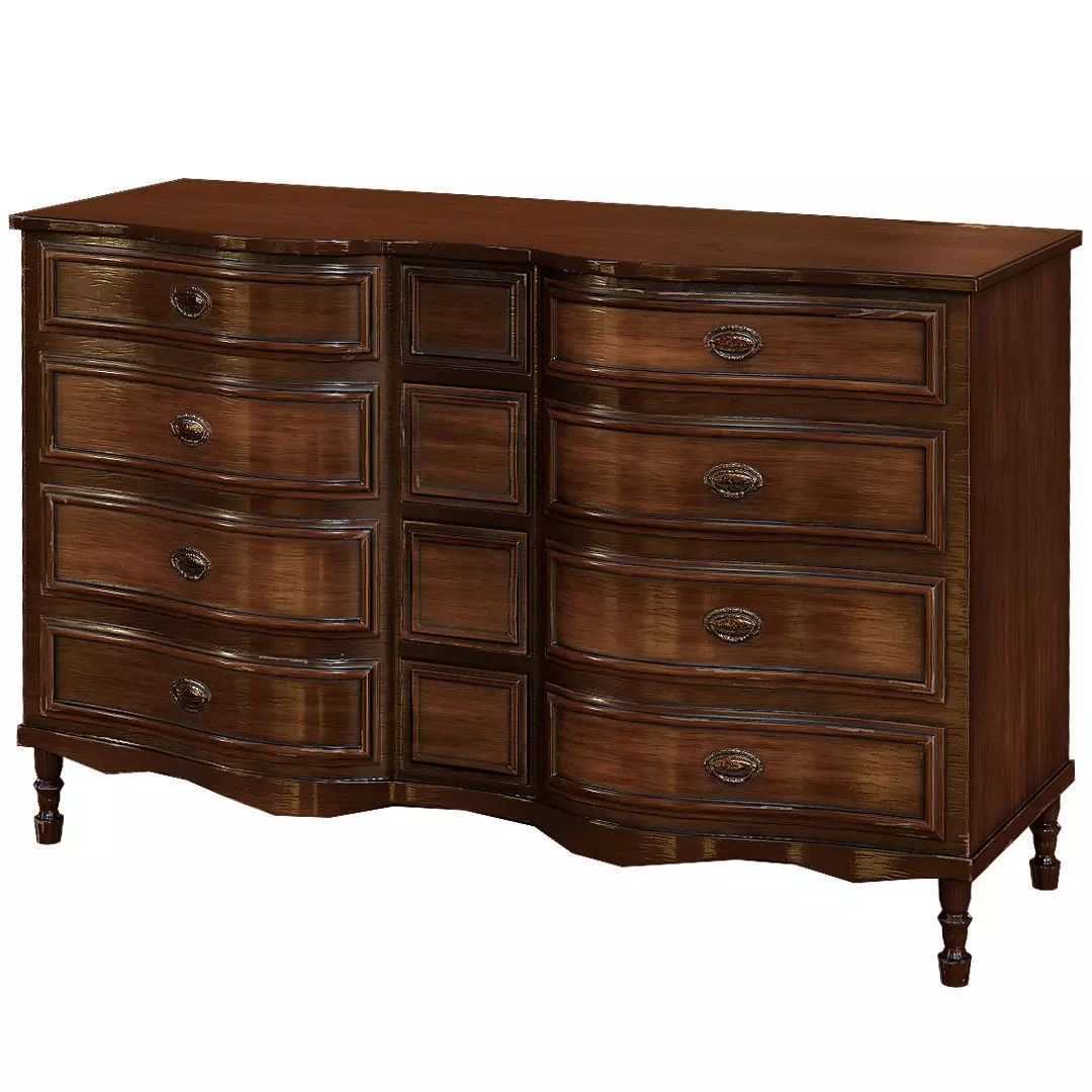 Vintage wooden drawer Low-poly 3D model