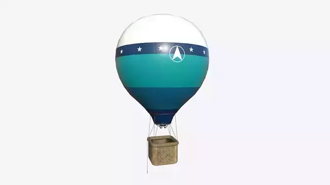 Balloon Hot Air 02 Blue - Aircraft Cartoon
