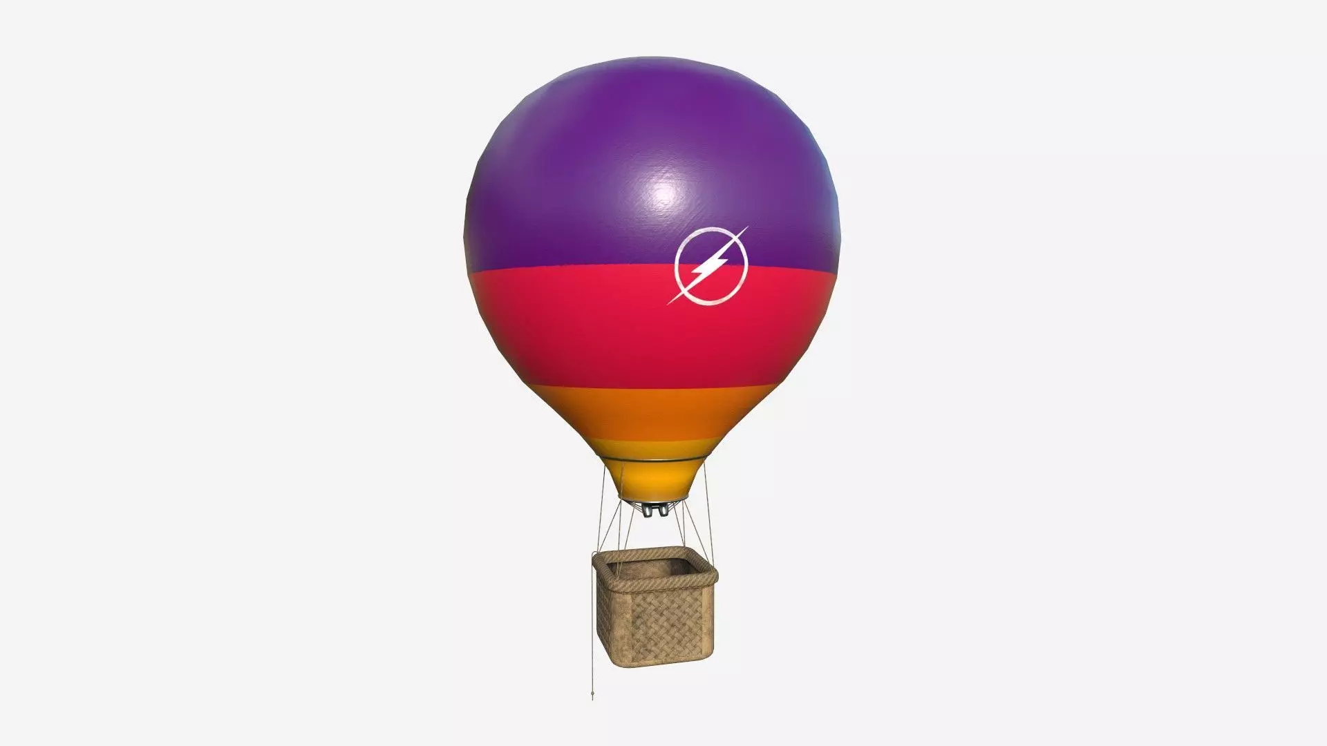 Balloon Hot Air 05 Colored Purple - Aircraft Cartoon Low-poly 3D model