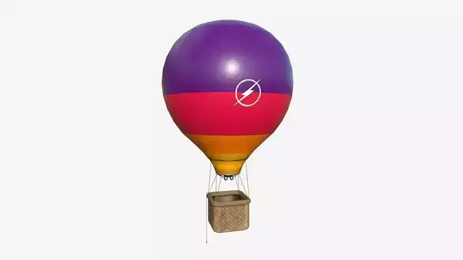 Balloon Hot Air 05 Colored Purple - Aircraft Cartoon