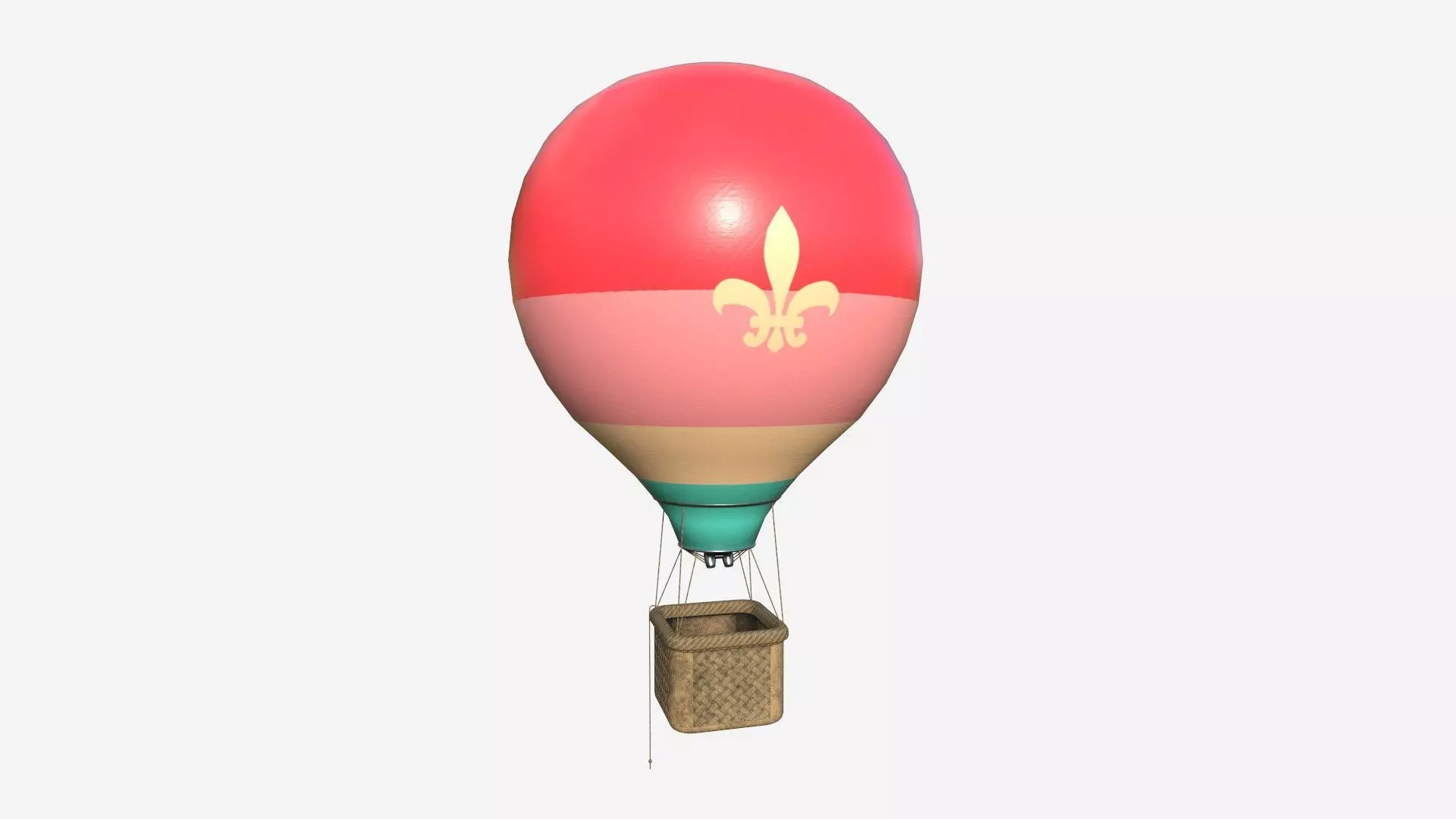 Balloon Hot Air 06 Colored Pink - Aircraft Cartoon Low-poly 3D model
