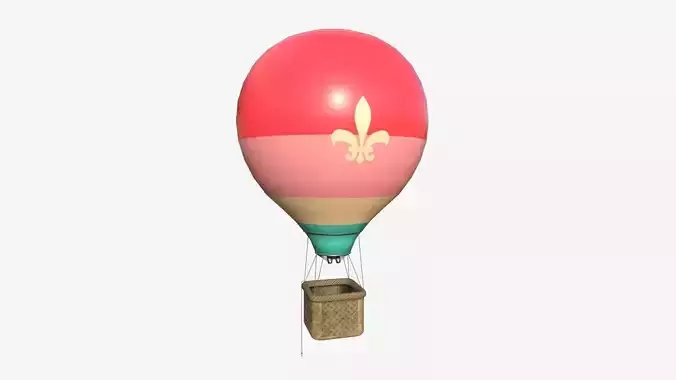 Balloon Hot Air 06 Colored Pink - Aircraft Cartoon
