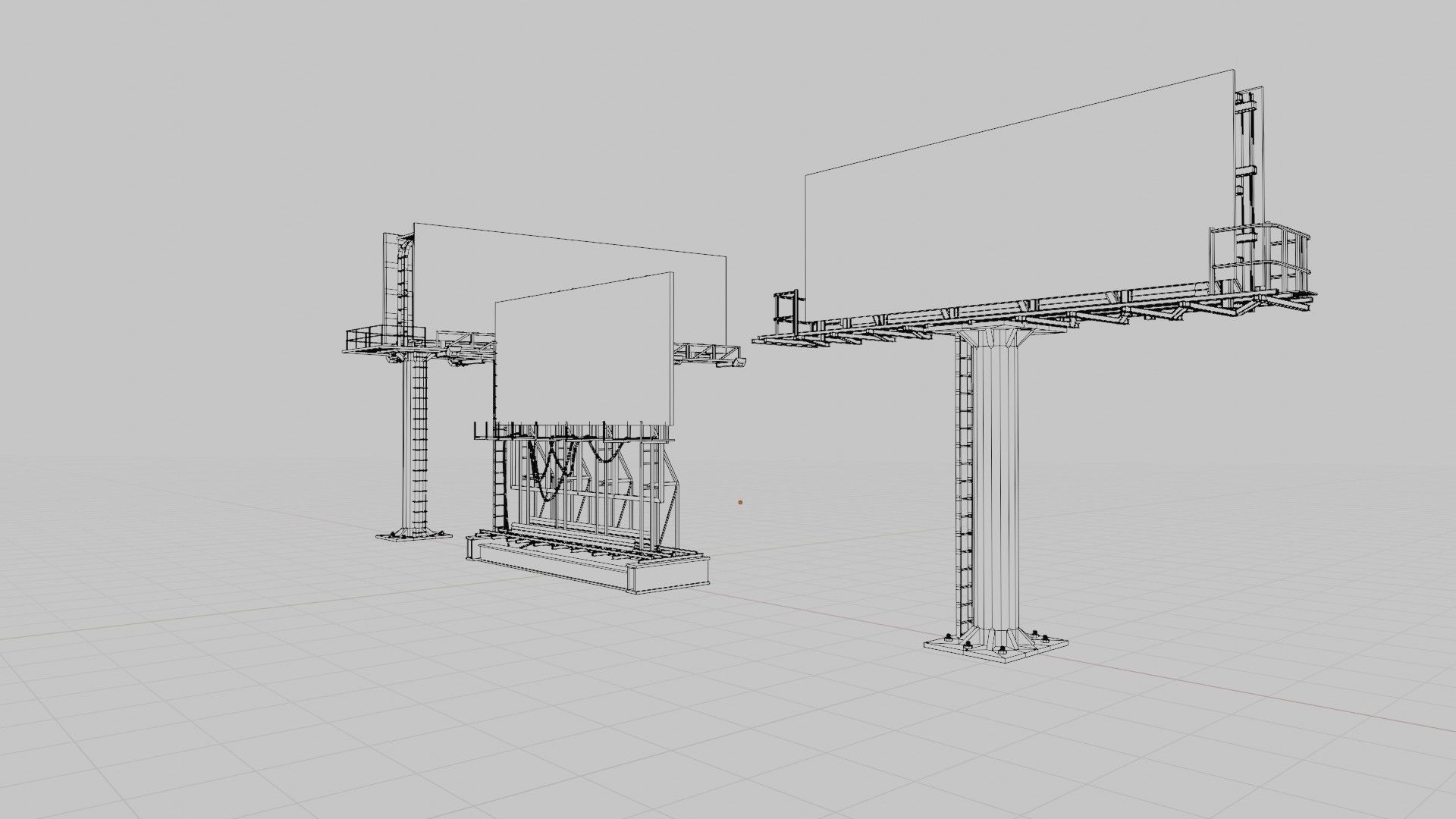 street advertisement billboard with 4k pbr game ready Low-poly 3D model_11