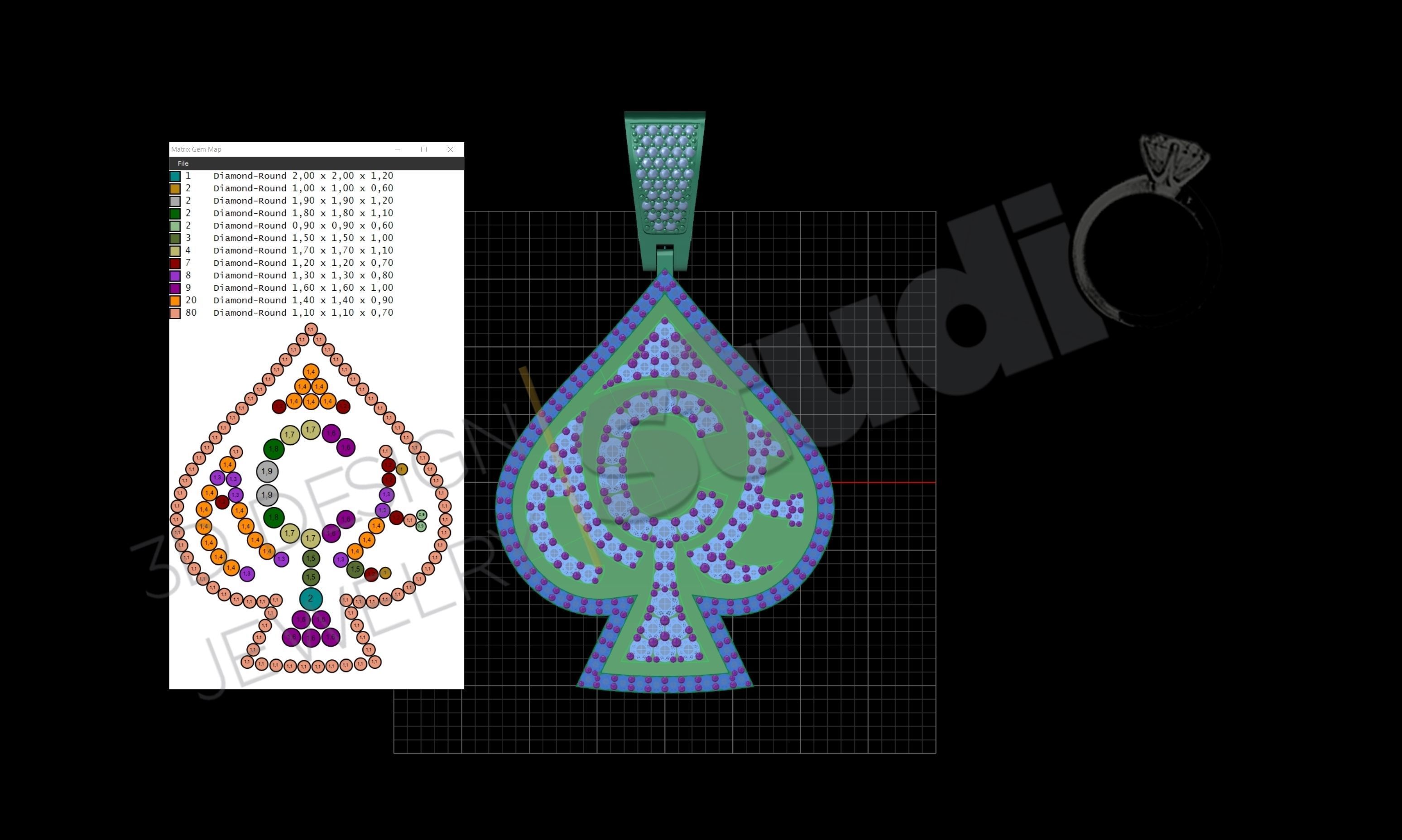 Luxury Ace pendant jewelry with gems 3d model 3D print model_6