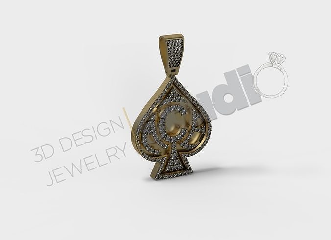 Luxury Ace pendant jewelry with gems 3d model 3D print model