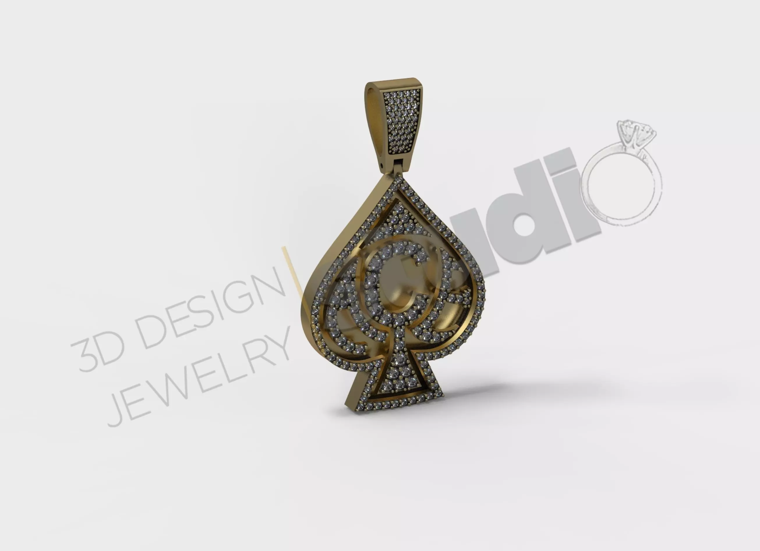 Luxury Ace pendant jewelry with gems 3d model 3D print model_0