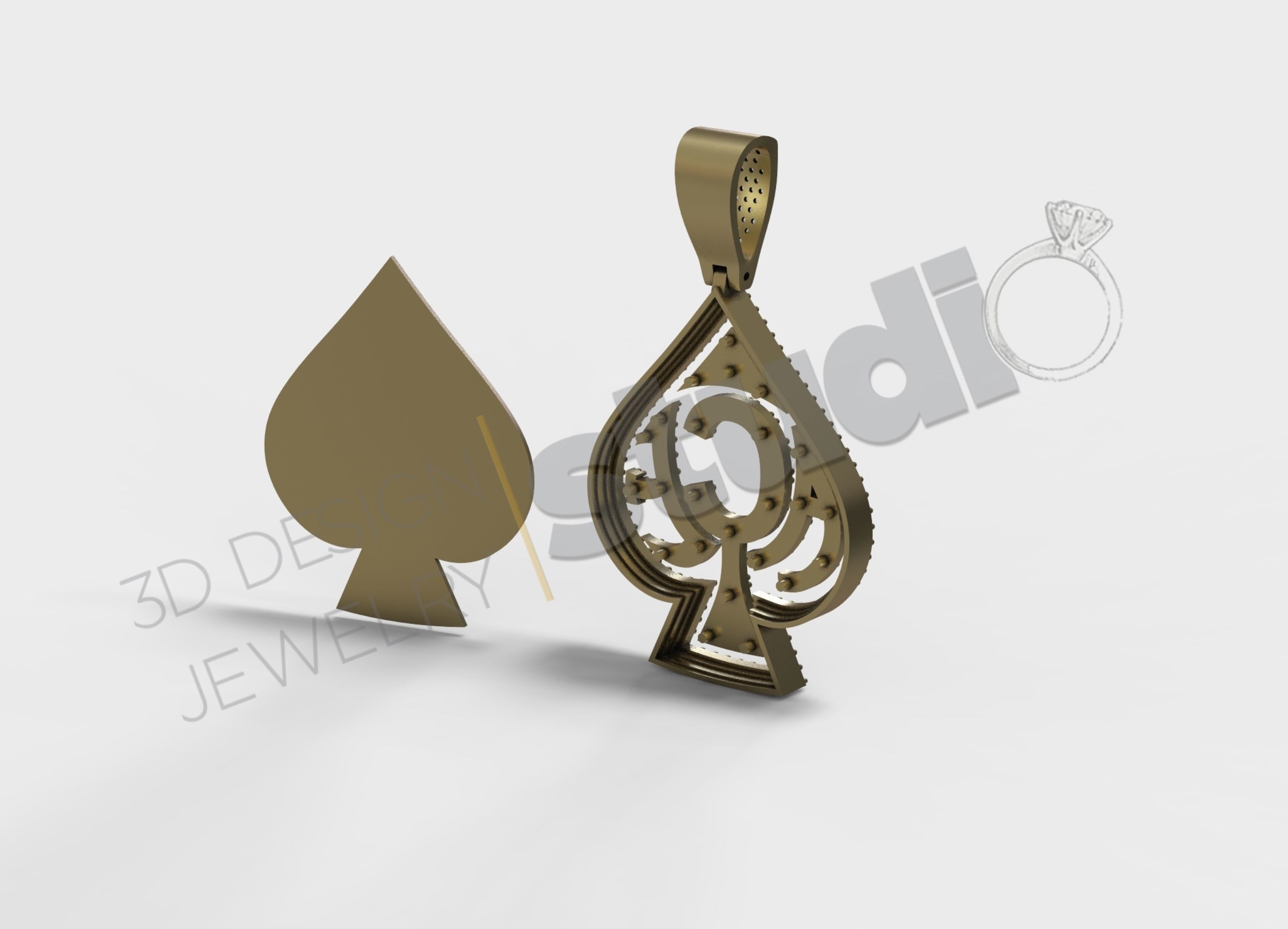 Luxury Ace pendant jewelry with gems 3d model 3D print model_3