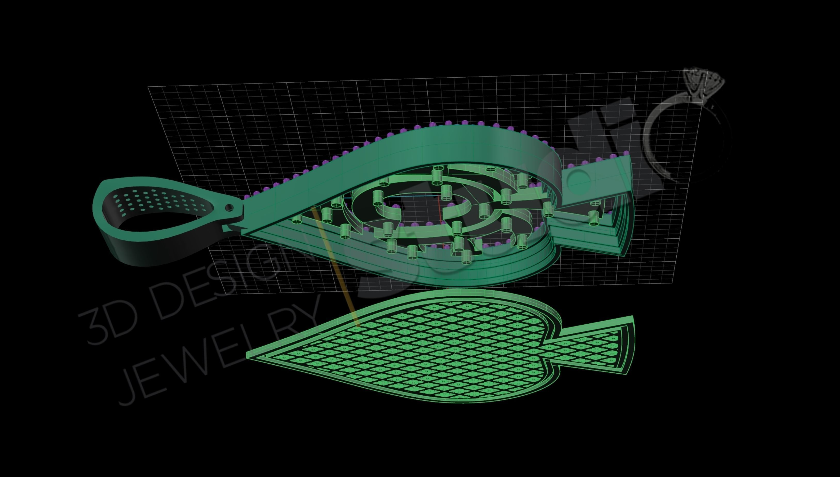 Luxury Ace pendant jewelry with gems 3d model 3D print model_7