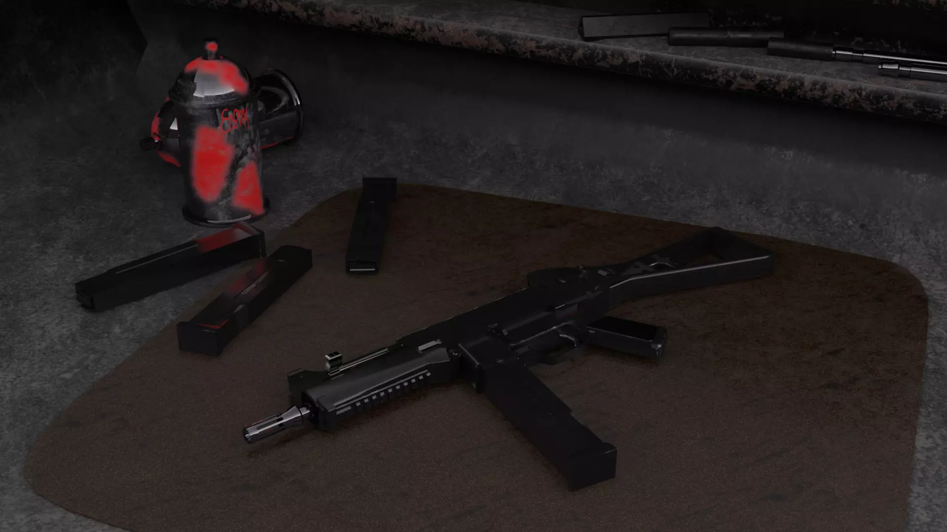 Custom Ump SMG Low-poly 3D model