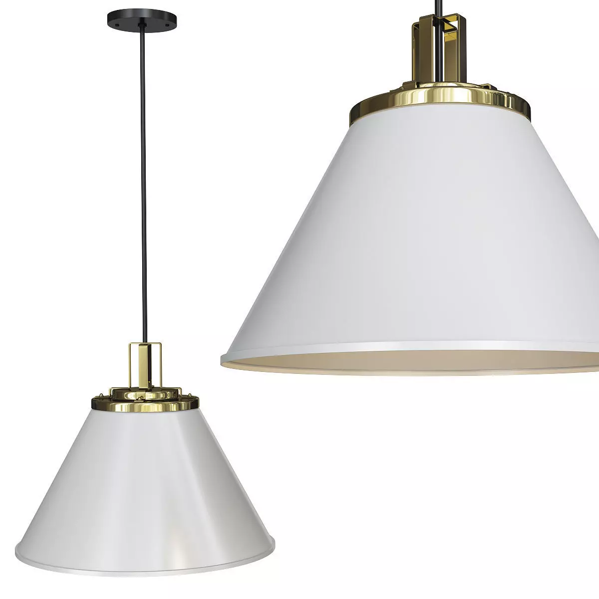 BUTTE 18 CONE AGED BRASS PENDANT Low-poly 3D model_0