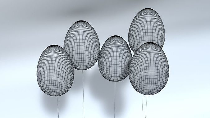 Easter Egg Balloons Low-poly 3D model 2