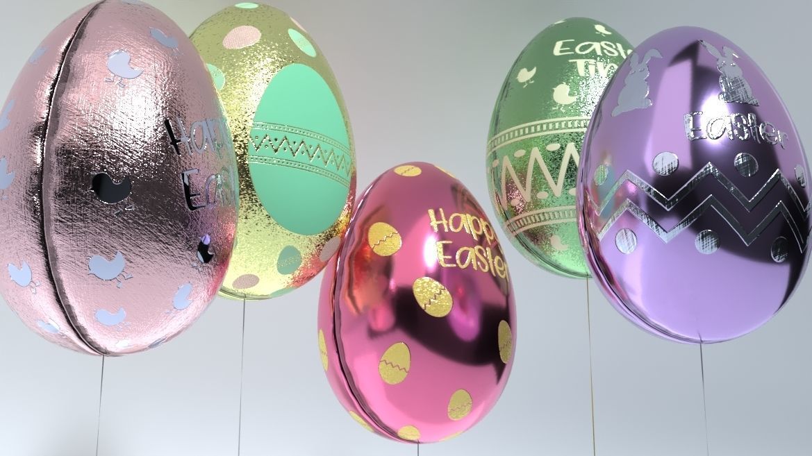 Easter Egg Balloons Low-poly 3D model_4