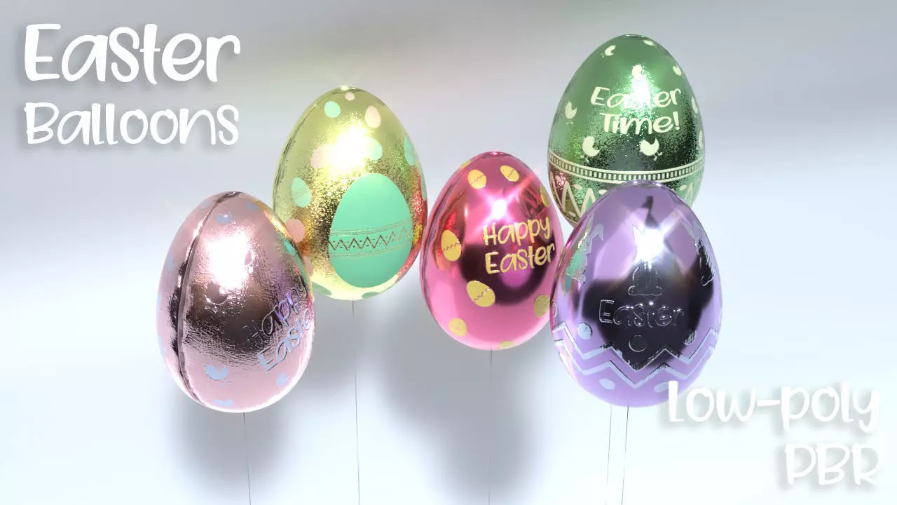 Easter Egg Balloons Low-poly 3D model_0