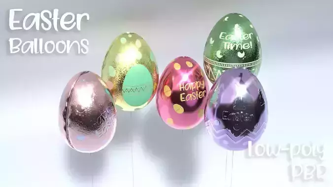 Easter Egg Balloons Low-poly 3D model