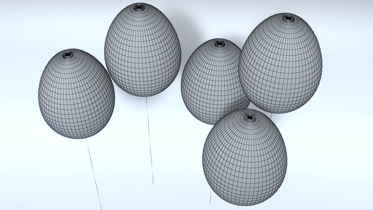 Easter Egg Balloons Low-poly 3D model_7