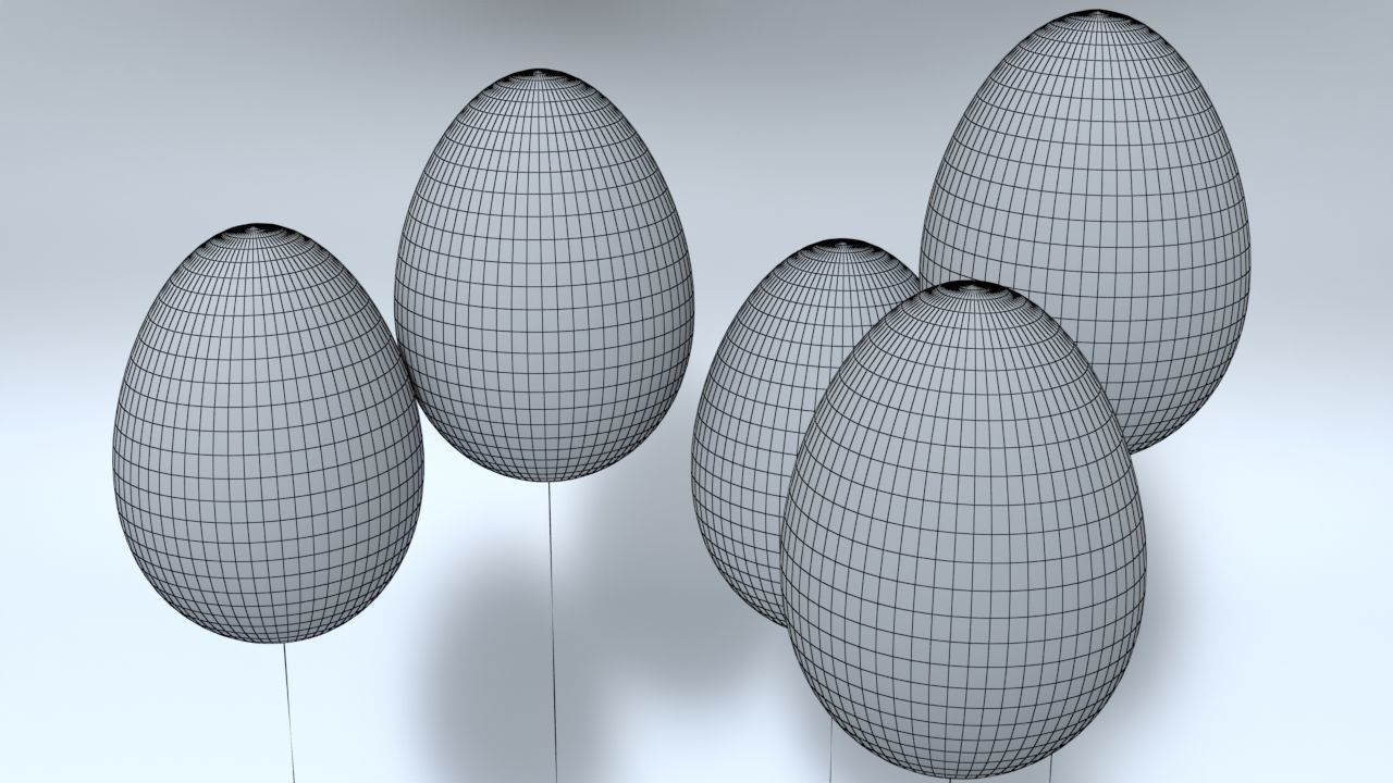 Easter Egg Balloons Low-poly 3D model_3