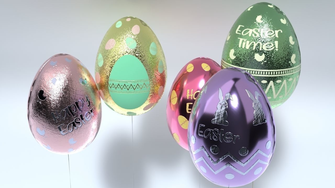 Easter Egg Balloons Low-poly 3D model_2
