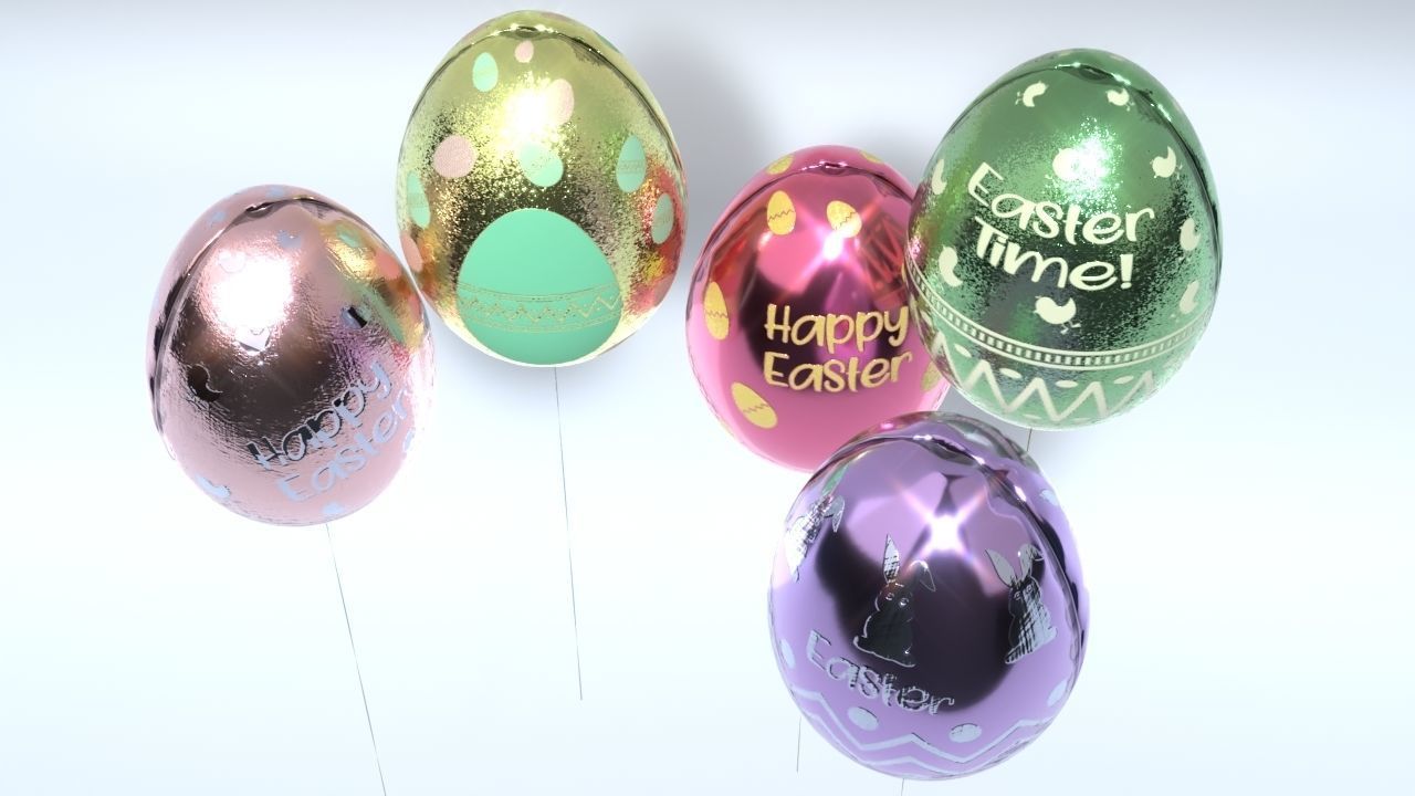 Easter Egg Balloons Low-poly 3D model_6