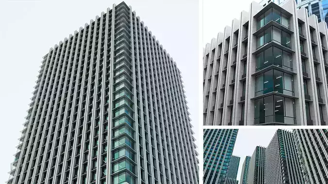 white modern building concrete metal glass