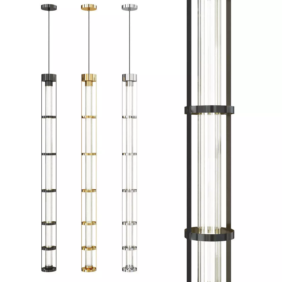 RAMFRI modern pendant light gold and silver Low-poly 3D model
