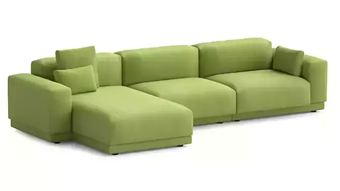 Green Fabric Sofa L Shaped