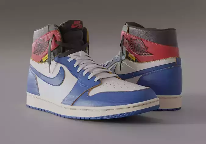 Jordan 1 Retro High Union LA Storm Blue Low-poly 3D model