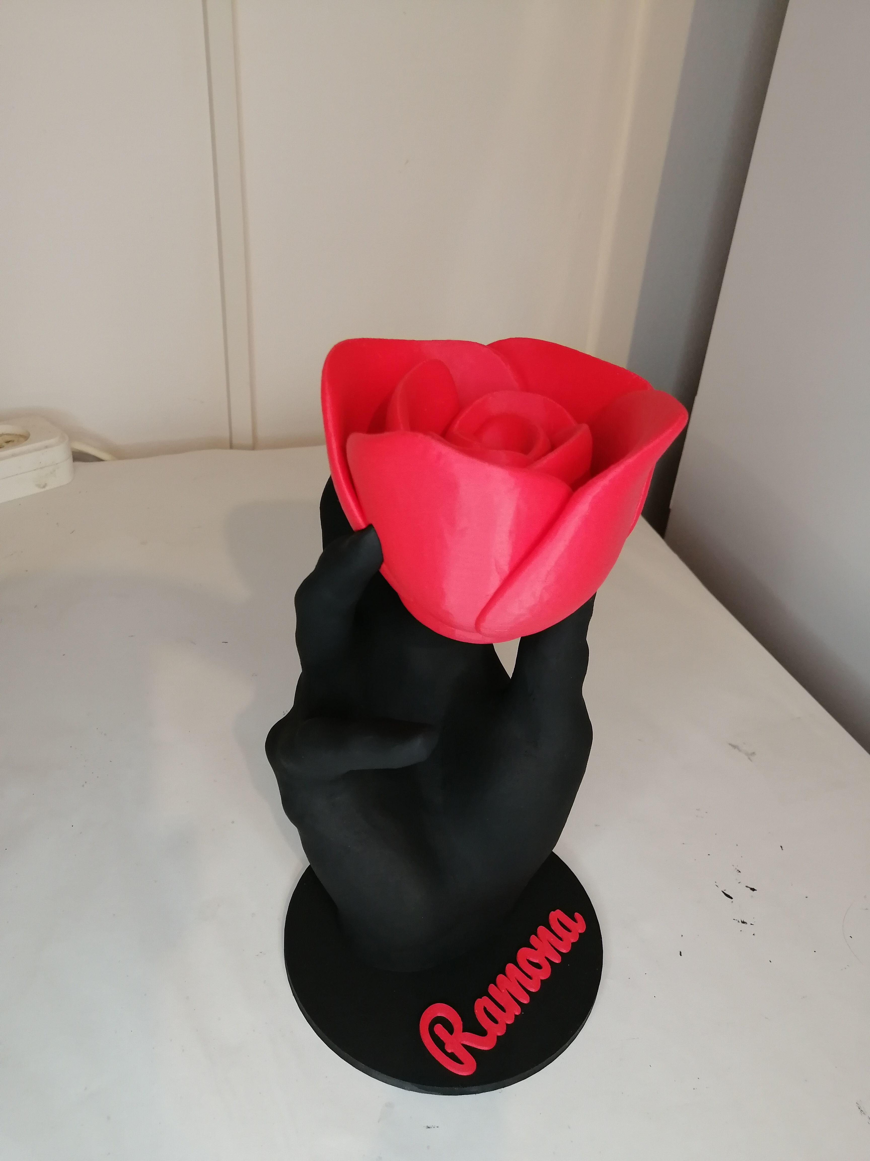 Rose with hand stand 3D print model_8
