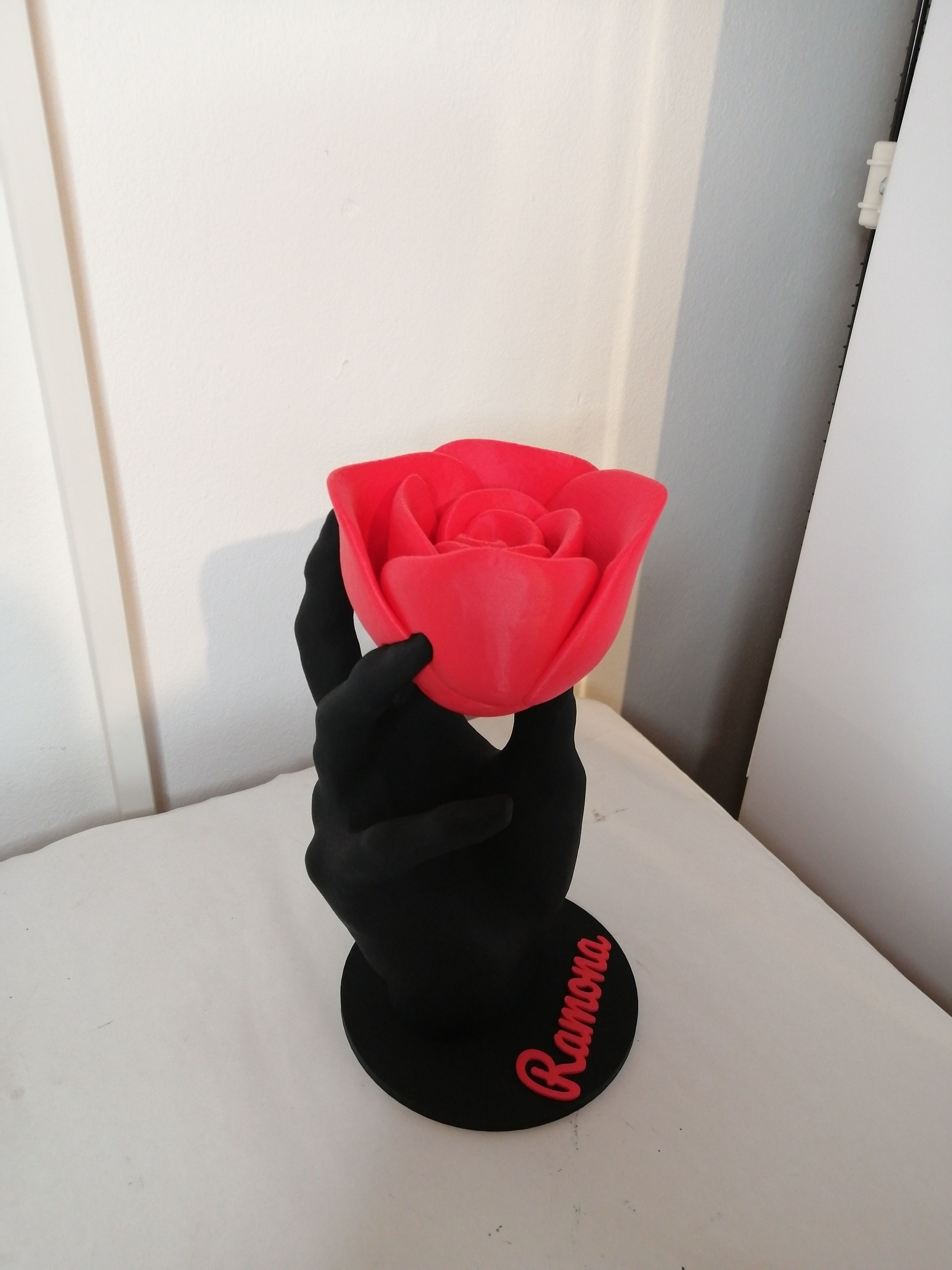 Rose with hand stand 3D print model_3