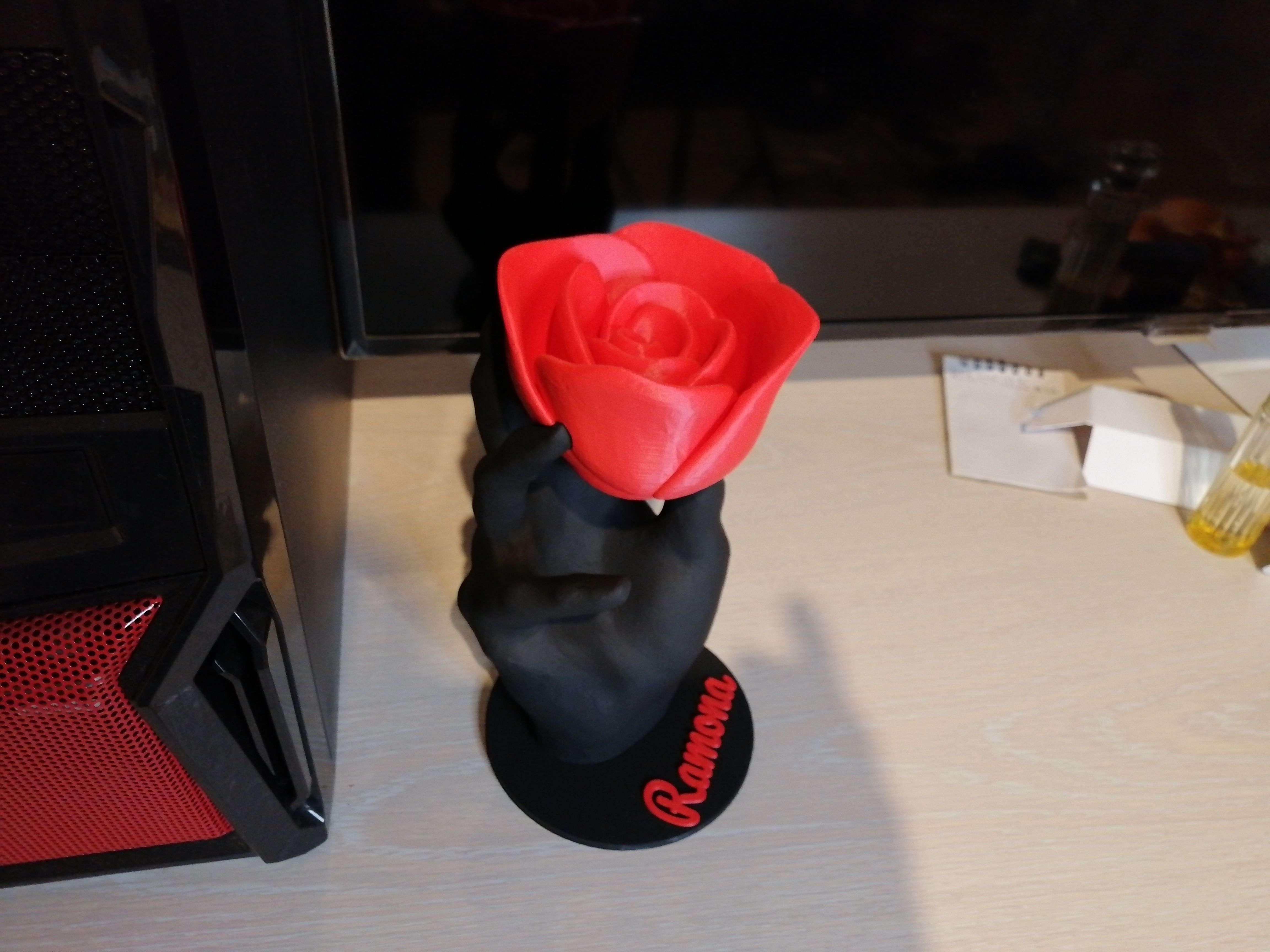 Rose with hand stand 3D print model_2