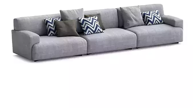 Grey Fabric Sofa-- 3 Seater
