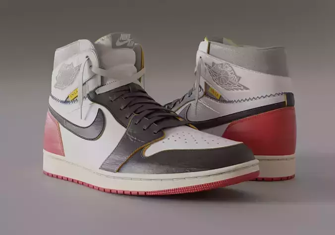 Jordan 1 Retro High Union LA Black Toe  Low-poly 3D model
