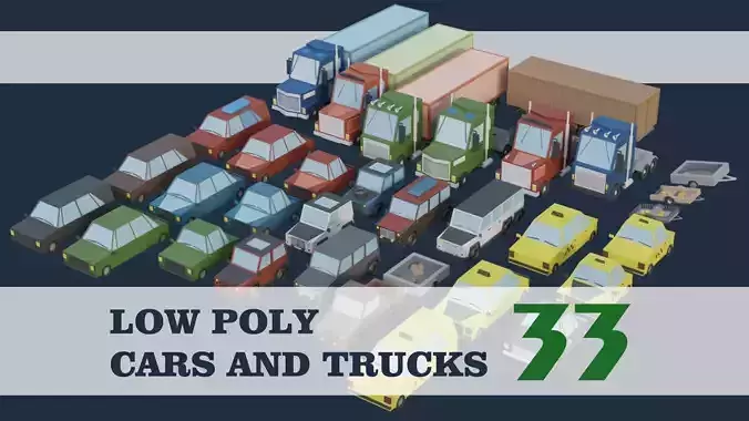Low Poly Cars and Trucks - 33 in 1 Pack lowpoly