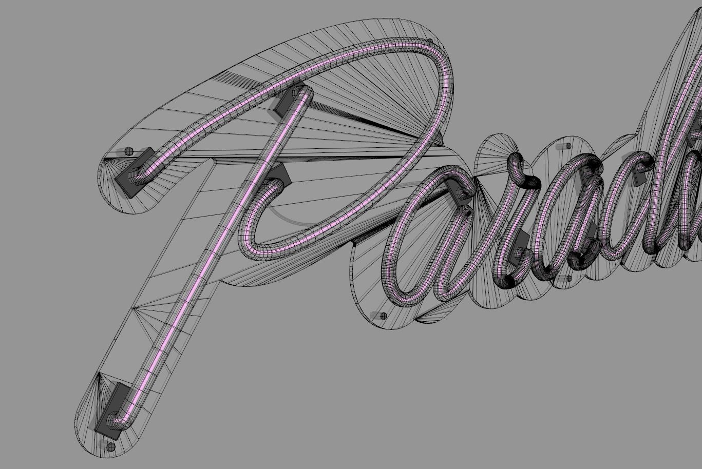 Paradise - Neon Sign 3D model_9